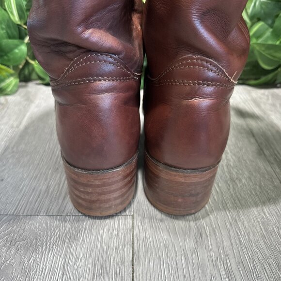 Vintage Frye Campus Women’s Red Rare Square Western Made In USA Boots 9 Fit Wide - Picture 6 of 10
